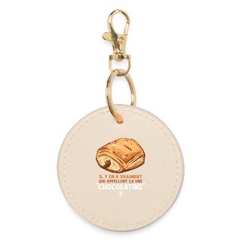 Humour Chocolatine Pain au Chocolat Breakfast - Round Keyring - oyster - Front