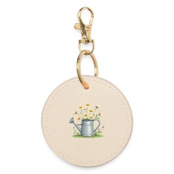 Daisies in the watering can - Round Keyring - oyster - Front
