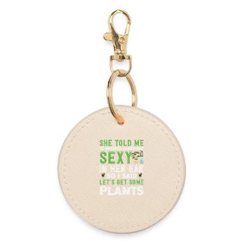 Let's Get Some Plants Funny Plant Lover - Round Keyring - oyster - Front