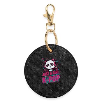 Just A Girl Who Loves K-Pop Cute Panda Korean - Round Keyring - black - Front