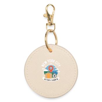 New York City USA 40.7128N 74.0060W - Round Keyring - oyster - Front