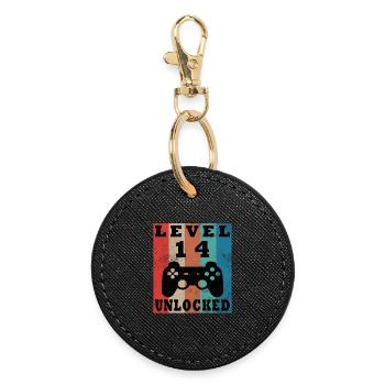 Level 14 Unlocked Gamepad - Round Keyring - black - Front