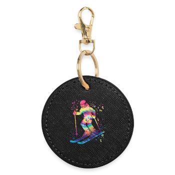 Alpine skiing Winter sports Nordic skiing - Round Keyring - black - Front
