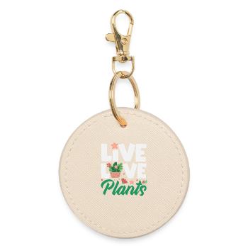 Plant Lovers Live Love Plants Succulent - Round Keyring - oyster - Front