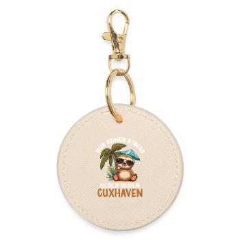 North Sea holiday NO STRESS AM ON HOLIDAY IN - Round Keyring - oyster - Front