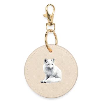Snow fox - Round Keyring - oyster - Front