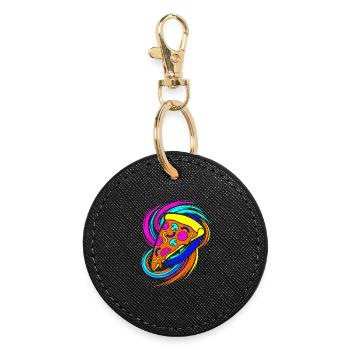 Pizza slice - Round Keyring - black - Front