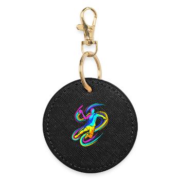 Joueur de handball coloré - Porte-clés rond - noir - Devant