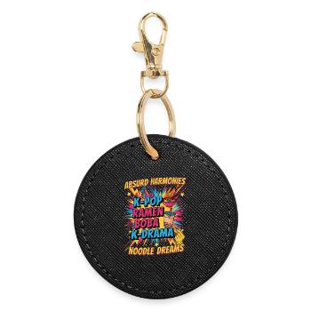 Absurd Harmonies K-Pop Ramen Boba K Drama Noodle - Round Keyring - black - Front
