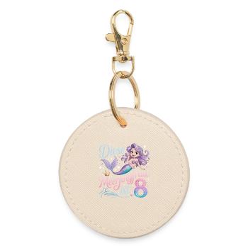 This Mermaid Is 8 Girls 8th Birthday - Round Keyring - oyster - Front