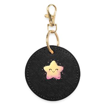 Pastellstern Kawaii Glanz - Runder Schlüsselanhänger - Schwarz - Vorne