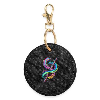 Flûte colorée - Porte-clés rond - noir - Devant