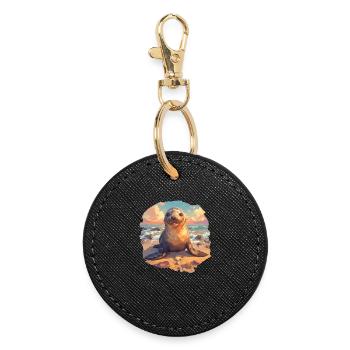 Sea Lions Sea Lion - Round Keyring - black - Front
