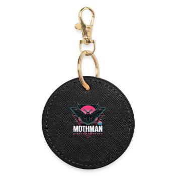 Mothman Retro Synthwave Cryptid Urban Legend 80s - Round Keyring - black - Front