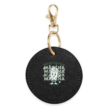 Iced Matcha Club Funny Matcha Tea Lover Green - Round Keyring - black - Front