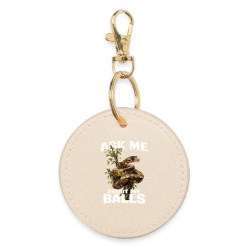 King Python Snakes Lover Terrarium Python - Round Keyring - oyster - Front