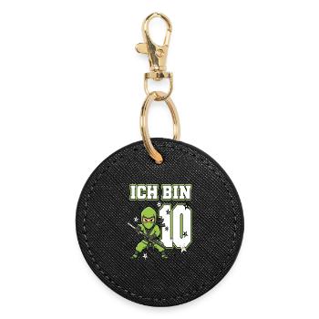 Ich bin 10 Ninja 10. Geburtstag Grüne - Runder Schlüsselanhänger - Schwarz - Vorne