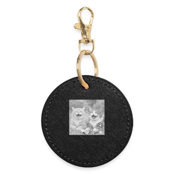 Funny cat design - Round Keyring - black - Front