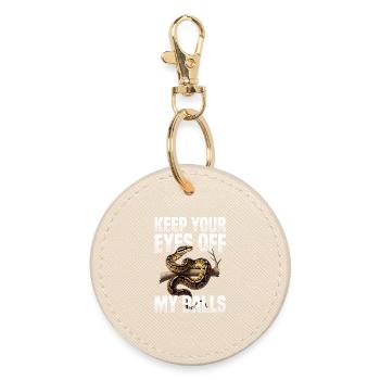 King Python Snakes Lover Terrarium Python - Round Keyring - oyster - Front