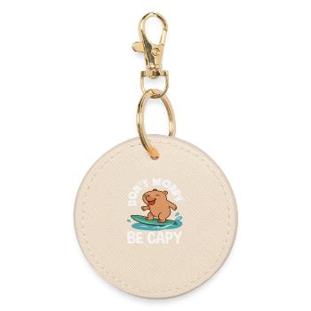 Capybaras Cute Funny Animal - Round Keyring - oyster - Front