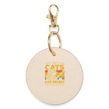 Hockey Katze Humor Eishockey Fan Geschenkidee - Runder Schlüsselanhänger - Auster - Vorne