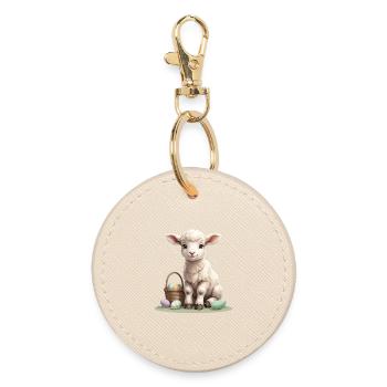 Agneau pastel avec œufs de Pâques - Porte-clés rond - huître - Devant