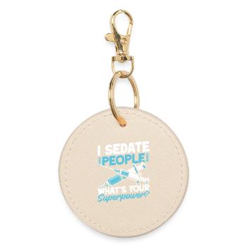 Anesthesiologist What ́s Your Superpower Anesthesia - Round Keyring - oyster - Front