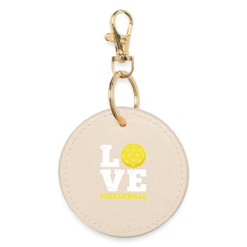 Love Pickleball - Paddle Sport Distressed  - Round Keyring - oyster - Front