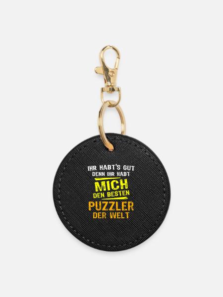 Puzzler Gift - Round Keyring - black