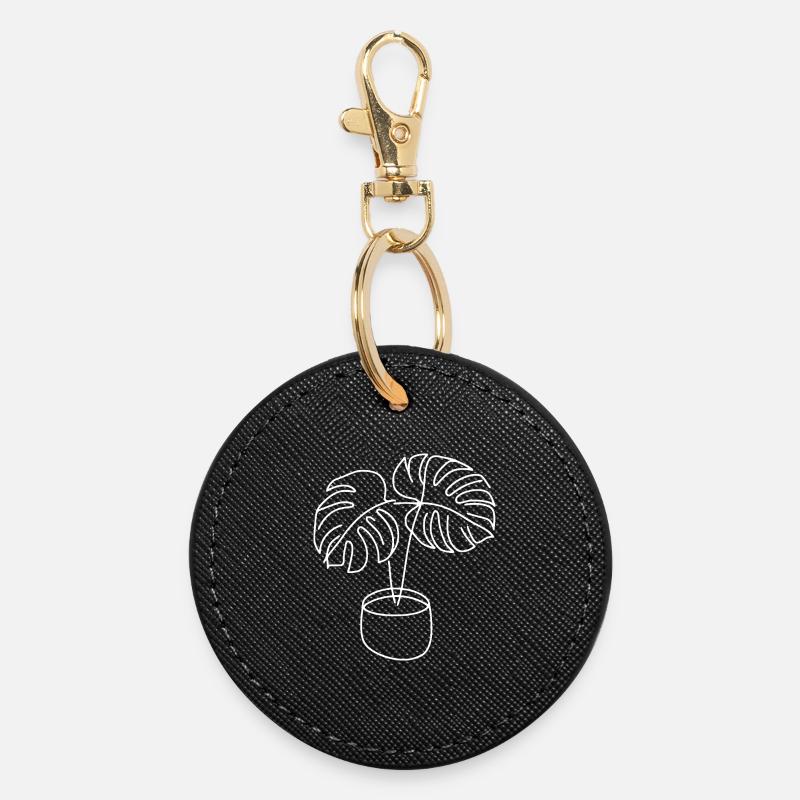 Monstera - Porte-clés rond - noir