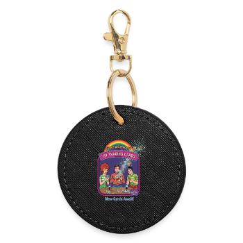 Easily Distracted By Trading Cards New Cards Await - Round Keyring - black - Front