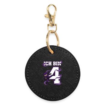 Je suis 4 Ninja 4e anniversaire Karaté Violet - Porte-clés rond - noir - Devant