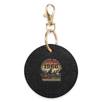 Cadeau d’anniversaire vintage original de 1966 - Porte-clés rond - noir - Devant