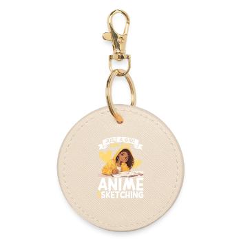 Just a girl who loves anime and draws afro - Round Keyring - oyster - Front