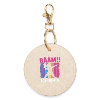 Bääm, j’ai 4 ans de fille qui fait du dab, 4e anniversaire - Porte-clés rond - huître - Devant