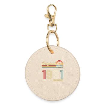 Cadeau du 45e anniversaire Mari Femme Mars 1981 - Porte-clés rond - huître - Devant