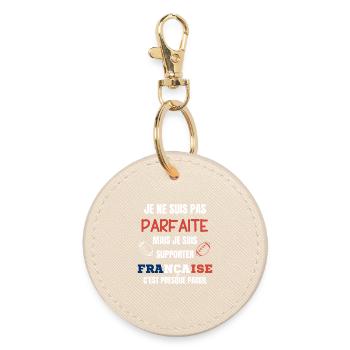 French Rugby Supporter Humor - Round Keyring - oyster - Front