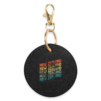 Néo-Zélandais Néo-Zélandais Rétro Vintage NZ - Porte-clés rond - noir - Devant