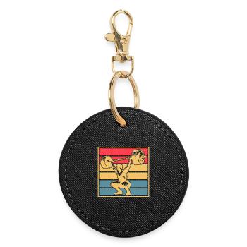 Fitness Motivation Bodybuilder Weightlifter - Round Keyring - black - Front