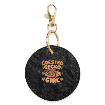 Gecko à crête reptile drôle - Porte-clés rond - noir - Devant