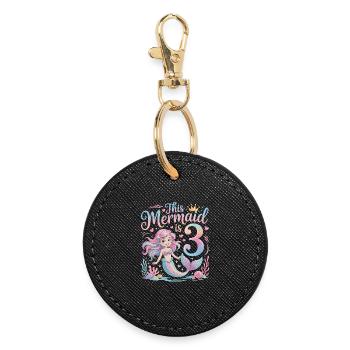 3e anniversaire de la sirène 3 ans - Porte-clés rond - noir - Devant