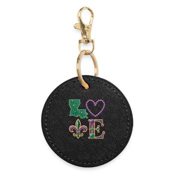Mardi Gras Louisiana Shirt – Carnival Love - Round Keyring - black - Front