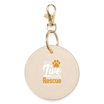 Foster Adopt Volunteer Live Love Animal Rescue - Round Keyring - oyster - Front