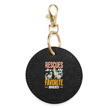 Rescue animals are my favorite breed - Round Keyring - black - Front