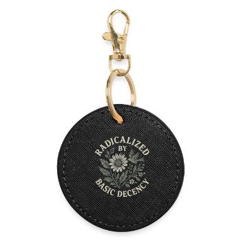 Radicalized By Basic Decency Floral Design - Round Keyring - black - Front