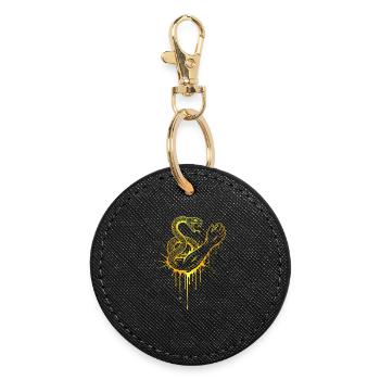 Snake Catcher Gold - Round Keyring - black - Front