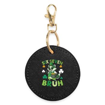 St. Patrick's Day Raccoon - Round Keyring - black - Front