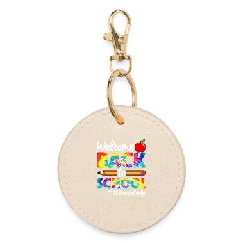 Lunch Lady Crew Tie Dye Leopard Back to School - Runder Schlüsselanhänger - Auster - Vorne