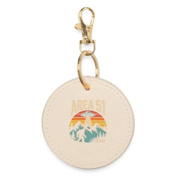 Area 51 Nevada UFO Retro Design - Round Keyring - oyster - Front