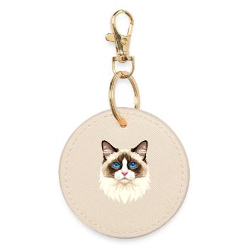 Ragdoll Katze Ragdollkatze Cat Süße Ragdoll Katzen - Runder Schlüsselanhänger - Auster - Vorne